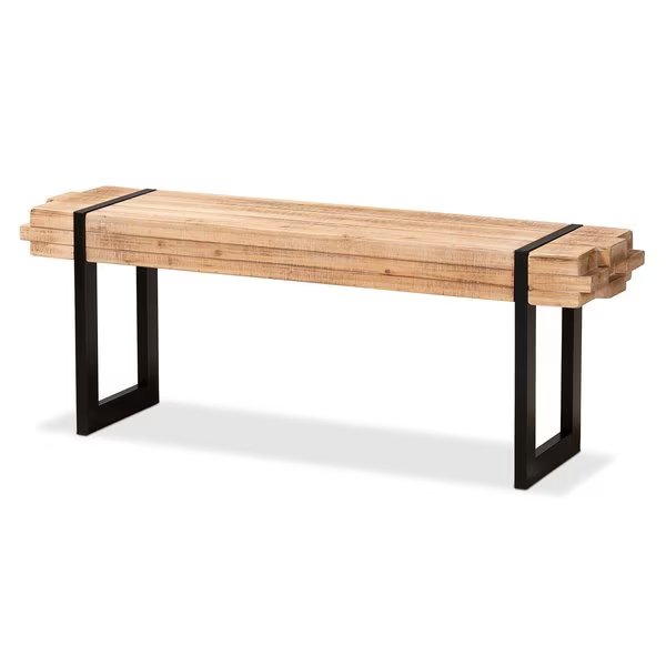 Henson Rustic and Industrial Natural Brown Finished Wood and Black Finished Metal Bench, Baxton Studio, Mfr#: 179-11407-Zoro